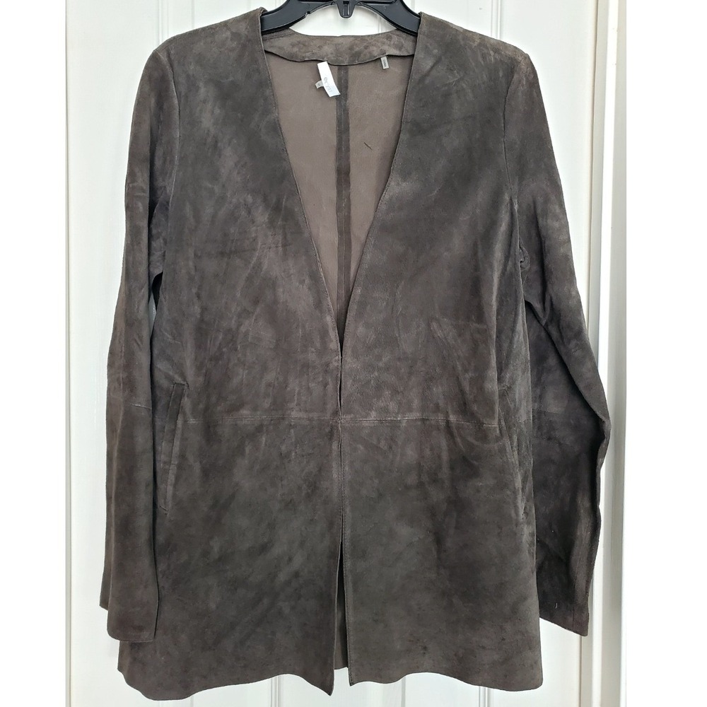 Chocolate Brown Suede Jacket Cardigan Classic Minimalist Boho Chic Size M